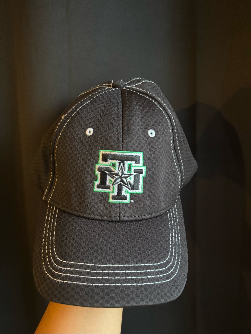 Unt Baseball Cap With Green  White Embroidered Logo